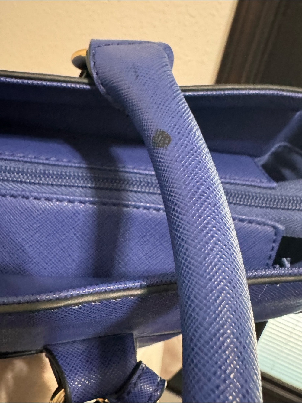 Aldo Royal Blue Structured Tote with Gold Accents - Picture 5 of 16
